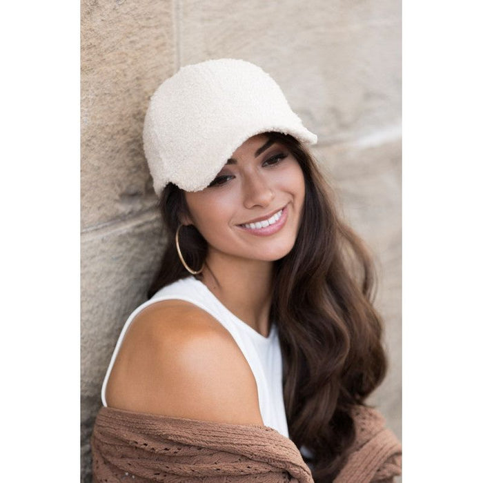 Boucle Sherpa Teddy Bear Knit Ball Cap