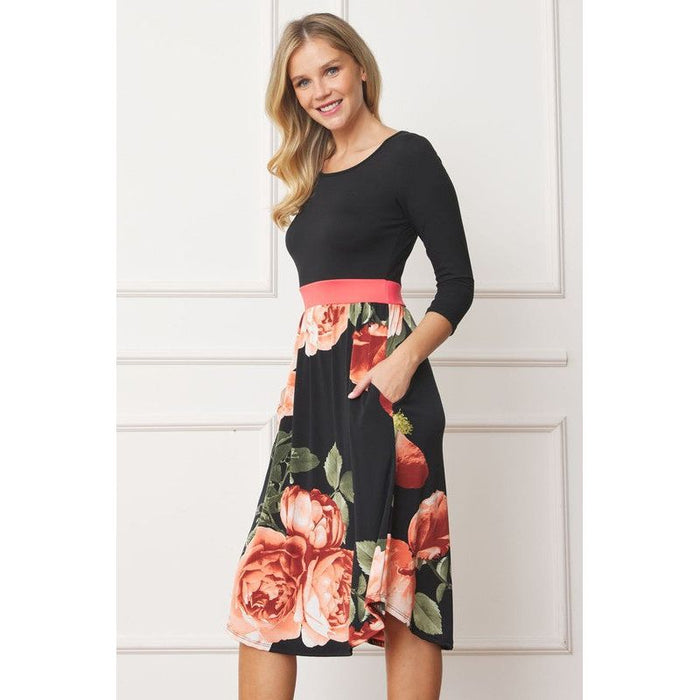 Curved Hem Band Midi Dress