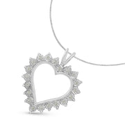 Bids.com .925 Sterling Silver 1/4 Cttw Miracle Set Diamond Open Heart 18" Pendant Necklace (I-J Color, I3 Clarity) Necklaces