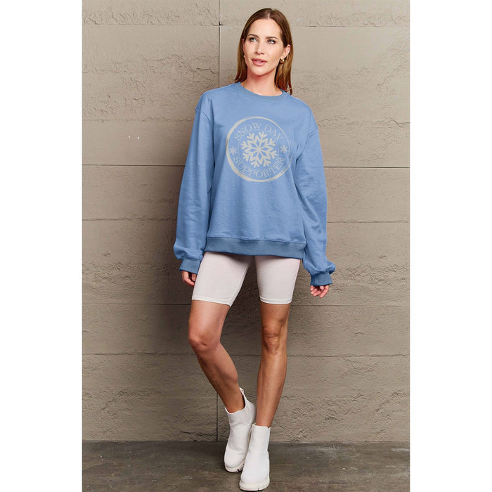 Simply Love SNOW DAY SUPPORTER Round Neck Sweatshirt