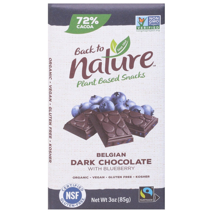 Back To Nature - Bar Dark Chocolate Blgn Bbry - Case Of 12-3 Oz