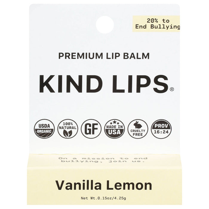 Cozy Farm - Kind Lips Lip Balm Vanilla Lemon - 12 Pack - 0.15 Oz Each