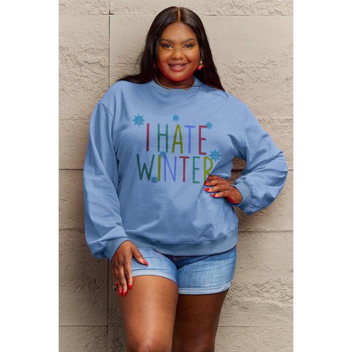 Simply Love I HATE WINTER Dropped Shoulder Sweatshirt