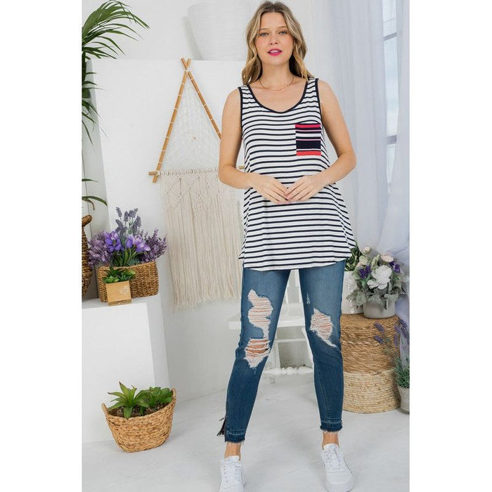 Plus Mixed Stripe Tank Top