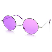 zeroUV Retro Hippie Metal Lennon Round Color Lens Sunglasses 8594 Sunglasses