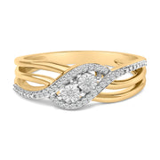 Bids.com 14K Yellow Gold Plated Sterling Silver 1/10 Cttw Diamond Bypass Ring Rings