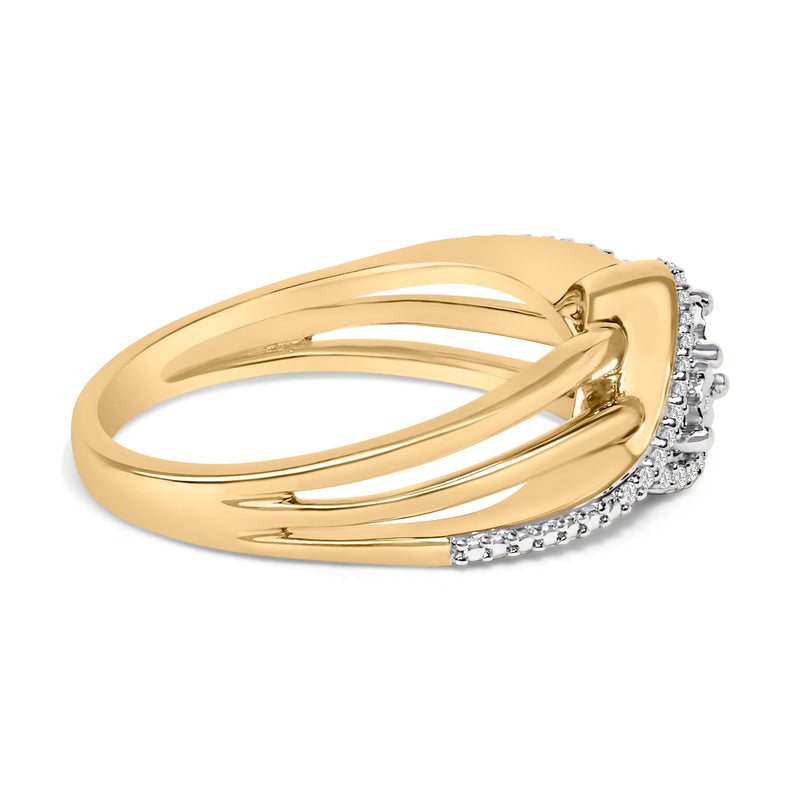 Bids.com 14K Yellow Gold Plated Sterling Silver 1/10 Cttw Diamond Bypass Ring Rings