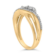 Bids.com 14K Yellow Gold Plated Sterling Silver 1/10 Cttw Diamond Bypass Ring Rings