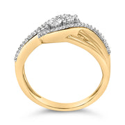 Bids.com 14K Yellow Gold Plated Sterling Silver 1/10 Cttw Diamond Bypass Ring Rings