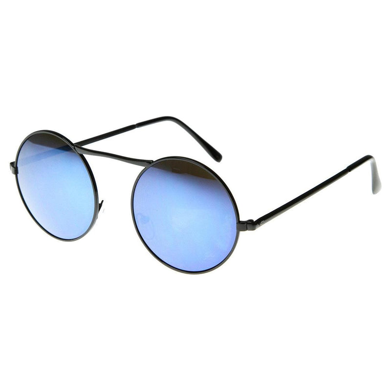 zeroUV Large Retro Round Steampunk Mirrored Lens Sunglasses 8759 Sunglasses