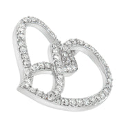 Bids.com 14K White Gold 1.0 Cttw White Diamond Awareness Ribbon & Open Heart 18" Pendant Necklace (H-I Color, I1-I2 Clarity) - White Diamond Ribbon Necklaces