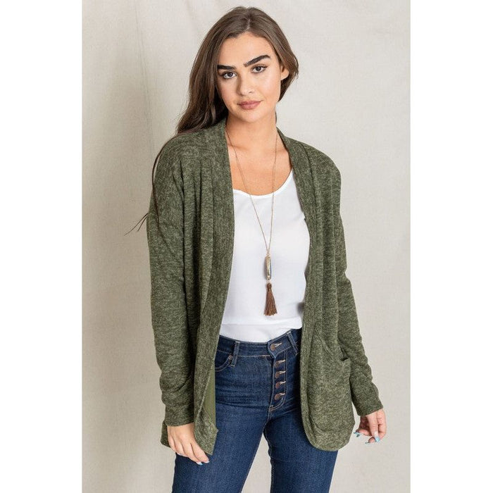 Solid Drape Pocket Cardigan