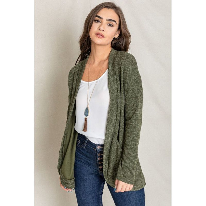 Solid Drape Pocket Cardigan