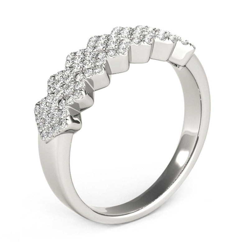 Bids.com Diamond Studded Wide Multi-Diagonal Pattern Ring in 14k White Gold (5/8 cttw) Rings