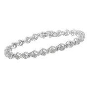 Bids.com Sterling Silver Diamond Cluster Link Bracelet (1 cttw, I-J Color, I2-I3 Clarity) Bracelets