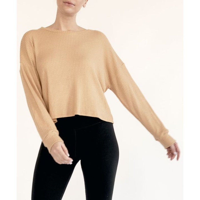 Bamboo Waffle Loose Crop T