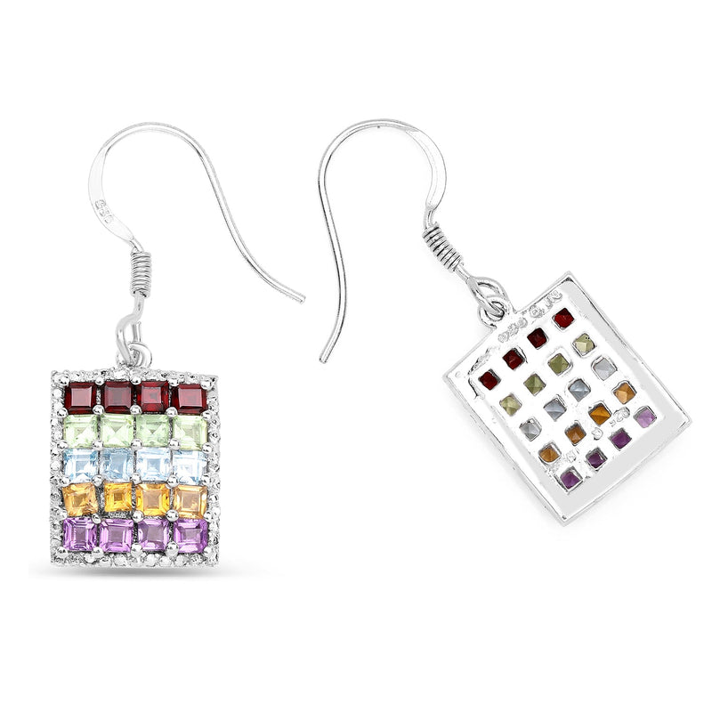 Bids.com 4.32 Carat Genuine Multi Stones .925 Sterling Silver Earrings Earrings