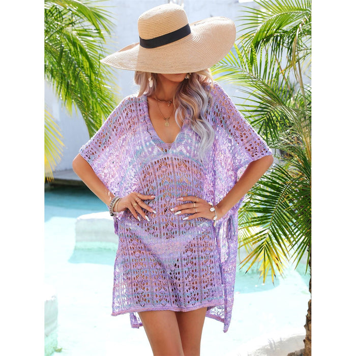 Slit Openwork V-Neck Cover Up