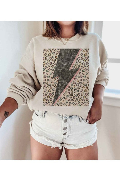 LEOPARD LIGHTNING GRAPHIC SWEATSHIRT