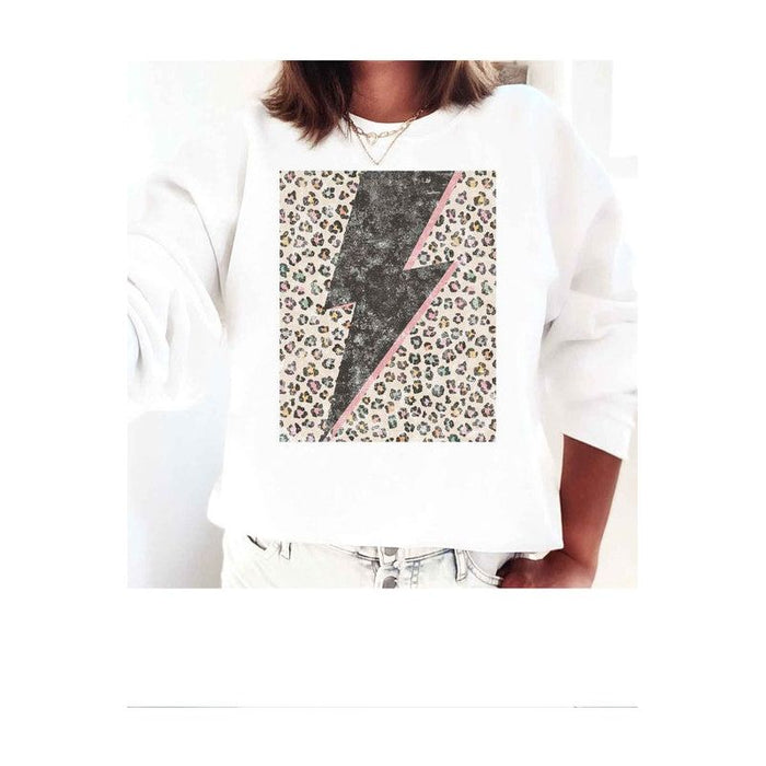 LEOPARD LIGHTNING GRAPHIC SWEATSHIRT