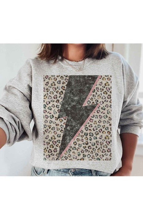 LEOPARD LIGHTNING GRAPHIC SWEATSHIRT