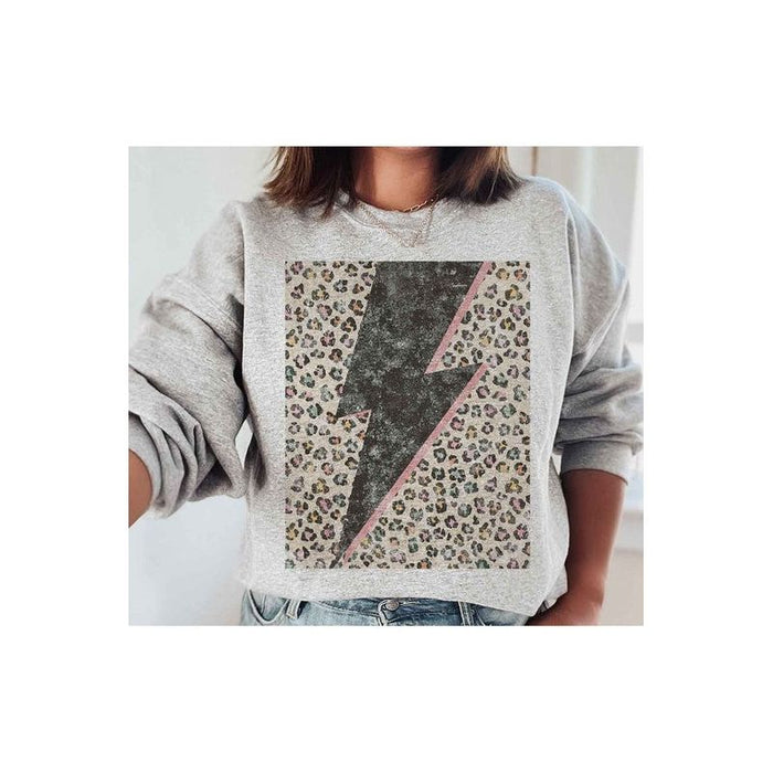 LEOPARD LIGHTNING GRAPHIC PLUS SIZE SWEATSHIRT