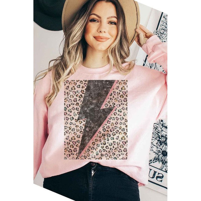 LEOPARD LIGHTNING GRAPHIC PLUS SIZE SWEATSHIRT