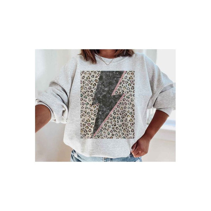 LEOPARD LIGHTNING GRAPHIC PLUS SIZE SWEATSHIRT