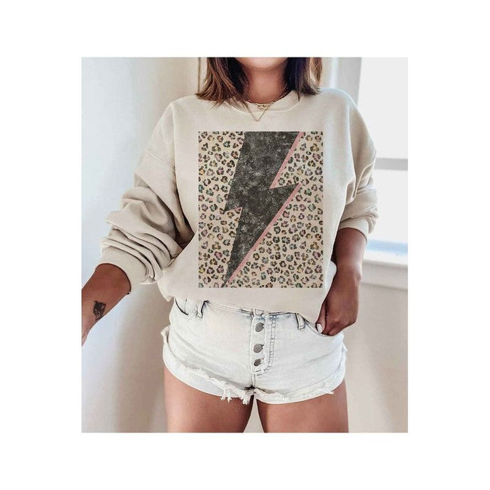 LEOPARD LIGHTNING GRAPHIC PLUS SIZE SWEATSHIRT