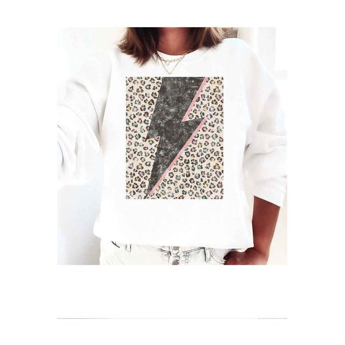 LEOPARD LIGHTNING GRAPHIC PLUS SIZE SWEATSHIRT