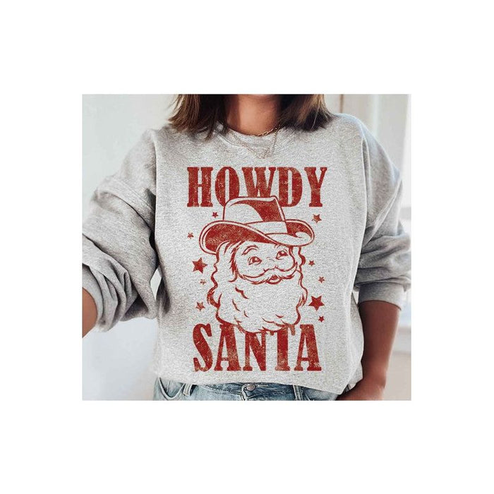 HOWDY SANTA CHRISTMAS GRAPHIC PLUS SIZE SWEATSHIRT