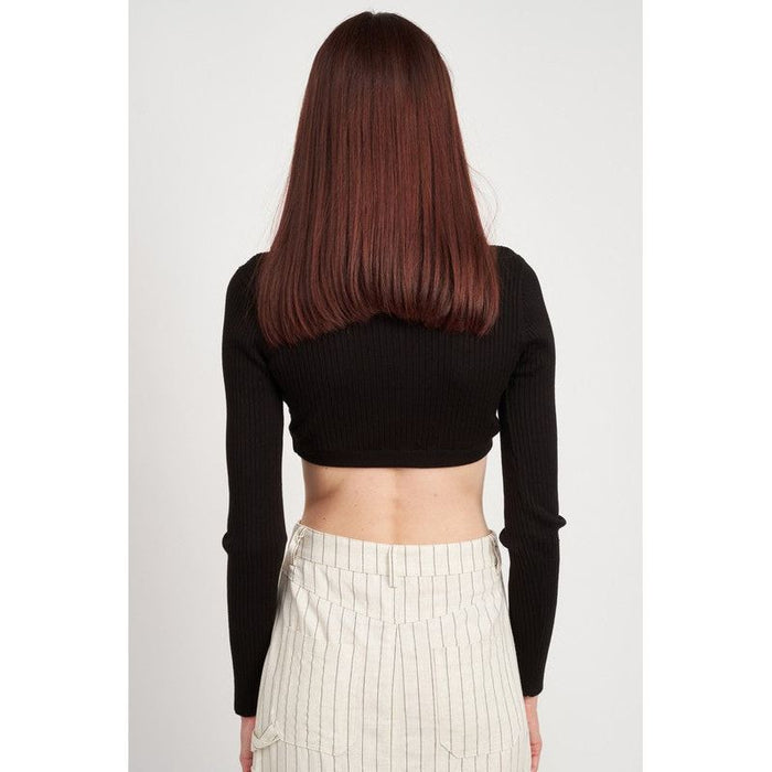 Collared V Neck Crop Top