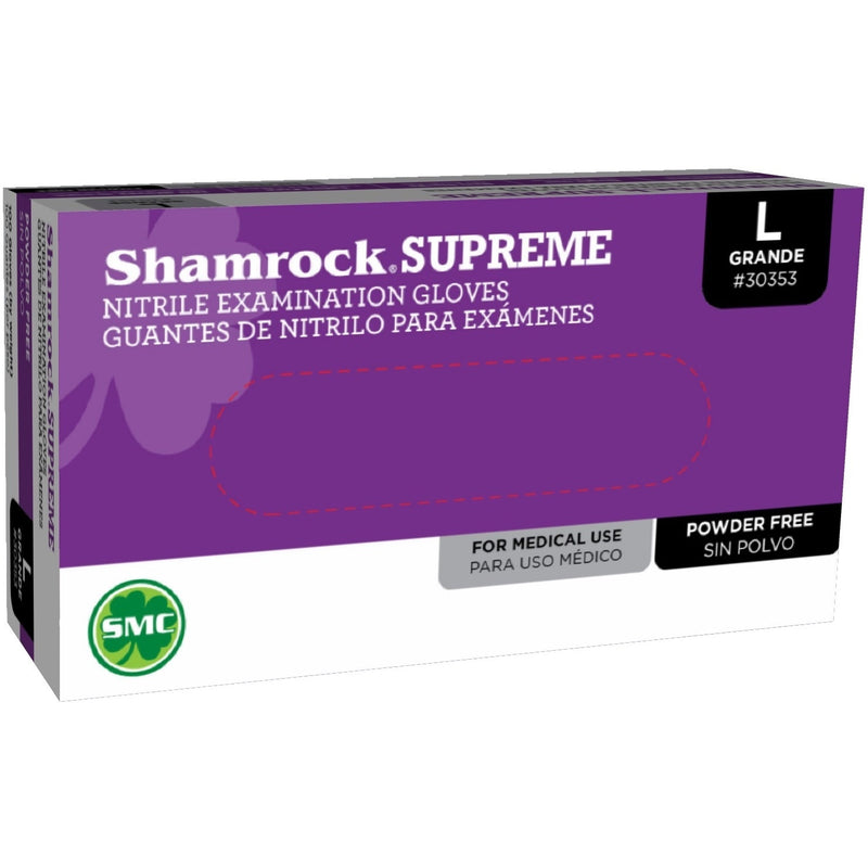 Shamrock Shamrock Blue Nitrile Examination Gloves, Powder Free, Large Medical
