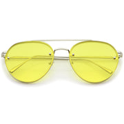 zeroUV Retro Modern Rimless Flat Color Lens Aviator Sunglasses A826 Sunglasses