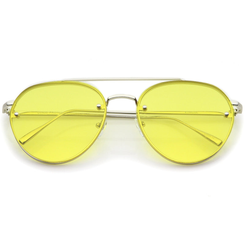 zeroUV Retro Modern Rimless Flat Color Lens Aviator Sunglasses A826 Sunglasses