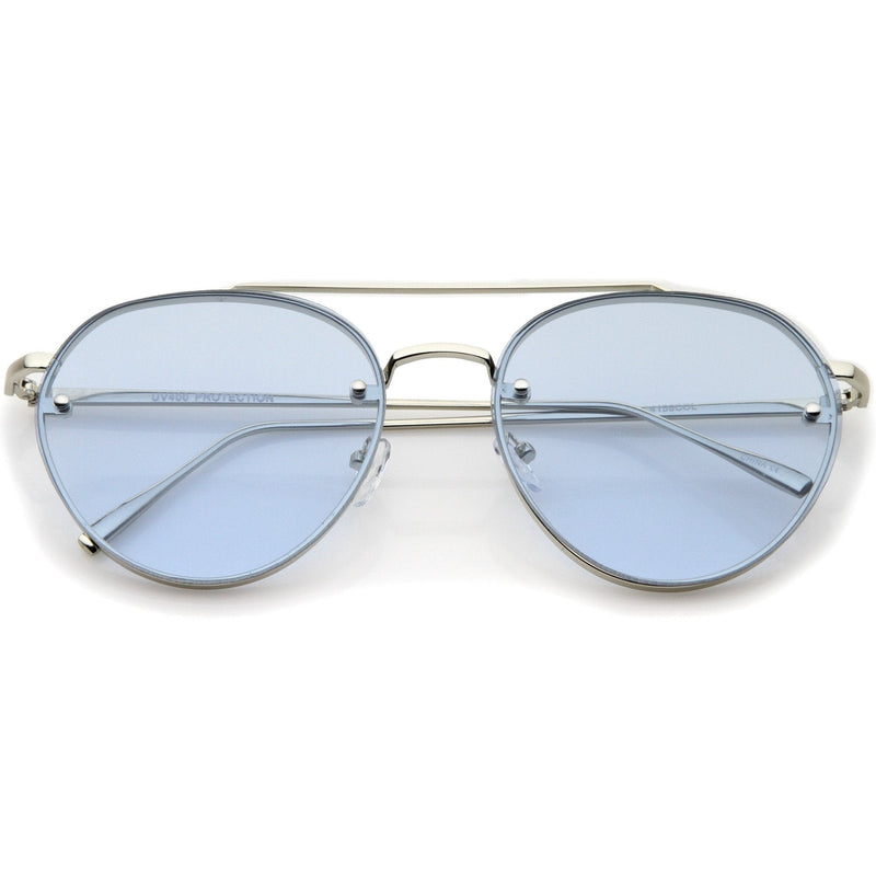 zeroUV Retro Modern Rimless Flat Color Lens Aviator Sunglasses A826 Sunglasses
