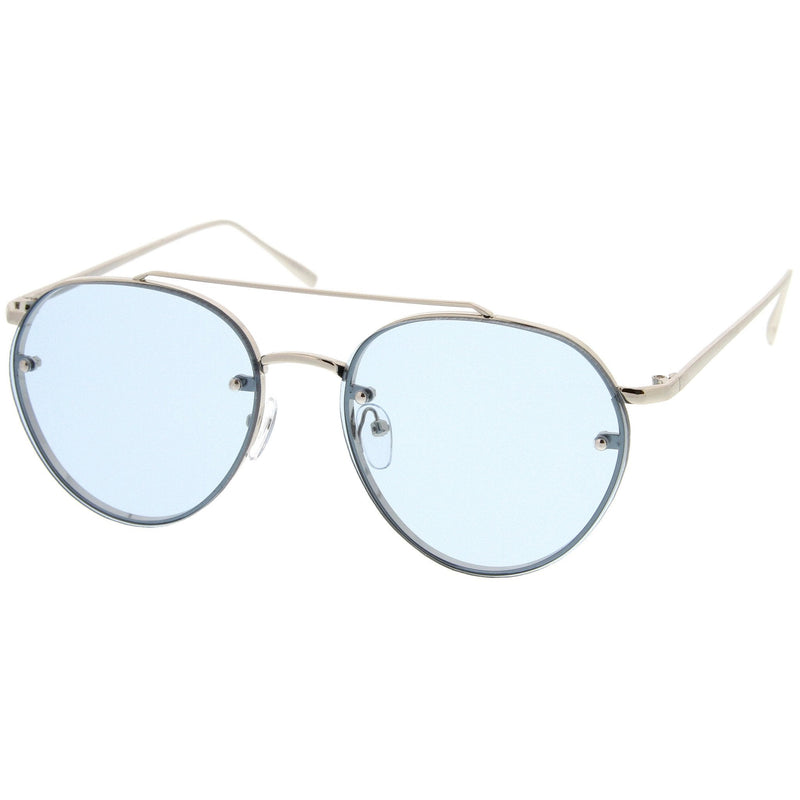 zeroUV Retro Modern Rimless Flat Color Lens Aviator Sunglasses A826 Sunglasses