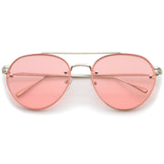 zeroUV Retro Modern Rimless Flat Color Lens Aviator Sunglasses A826 Sunglasses