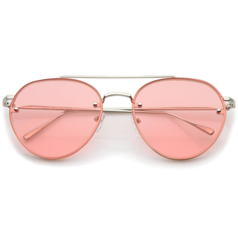 zeroUV Retro Modern Rimless Flat Color Lens Aviator Sunglasses A826 Sunglasses