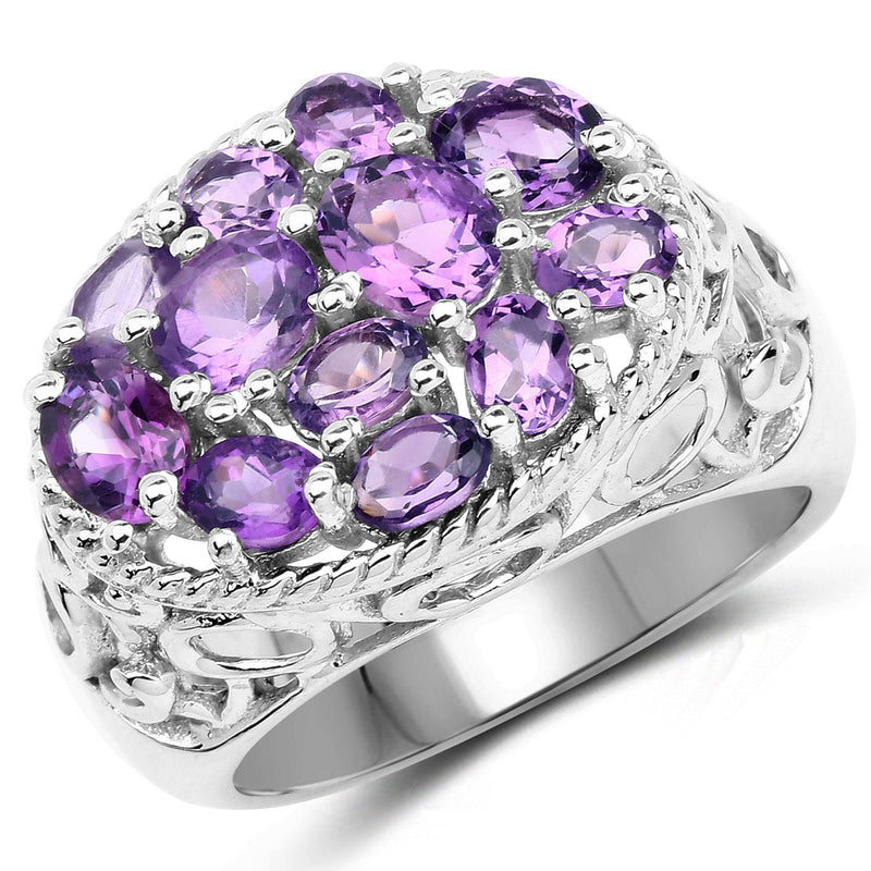 Bids.com 2.64 Carat Genuine Amethyst .925 Sterling Silver Ring Rings