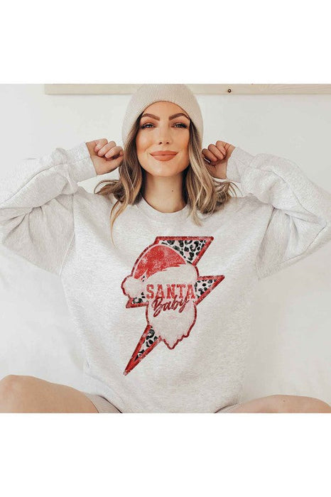 SANTA BABY CHRISTMAS GRAPHIC PLUS SIZE SWEATSHIRT