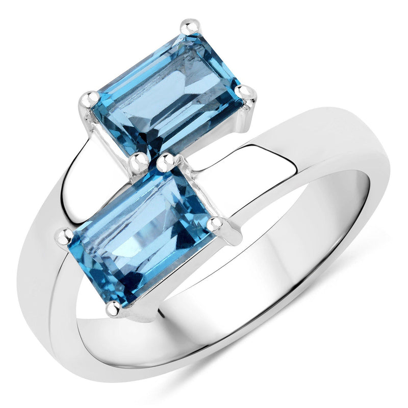 Bids.com 2.40 Carat Genuine London Blue Topaz .925 Sterling Silver Ring Rings