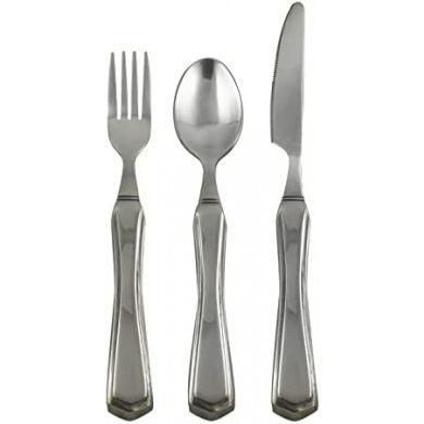 Essential Medical Supply Essential Medical Supply Heavy Duty Weighted Stainless Steel Utensil Set With Fork, Knife And Spoon For Easy Eating Medical Supplies