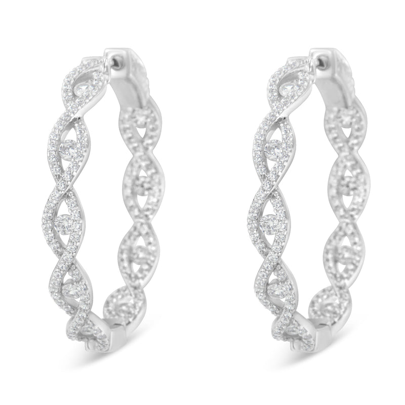 Bids.com 10K White Gold Diamond Hoop Earrings (1 1/2 cttw, H-I Color, I1-I2 Clarity) Earrings