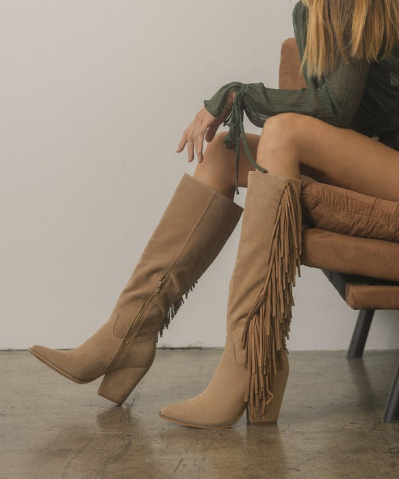 Knee-High Fringe Boots