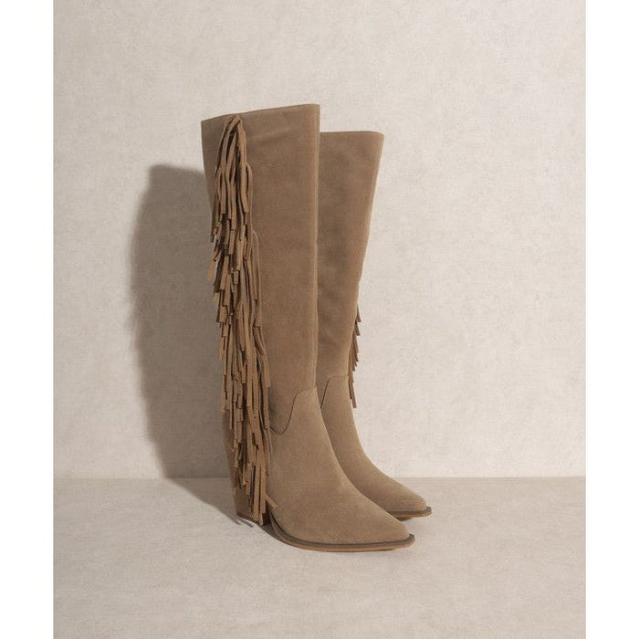 Knee-High Fringe Boots