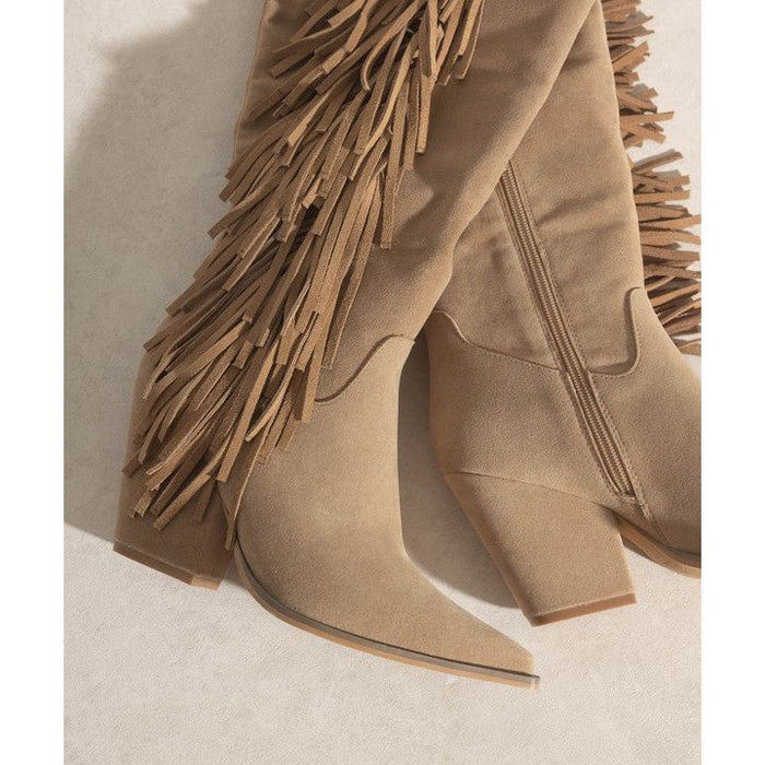 Knee-High Fringe Boots