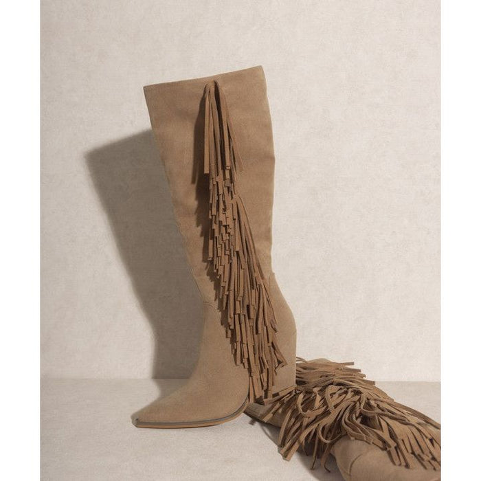 Knee-High Fringe Boots