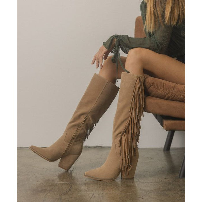 Knee-High Fringe Boots