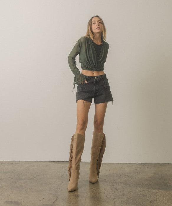 Knee-High Fringe Boots